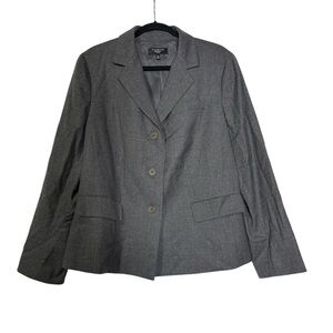 Talbots Gray Blazer Jacket Wool 3-Button Size 18W Office Careerwear Crepe Lapel